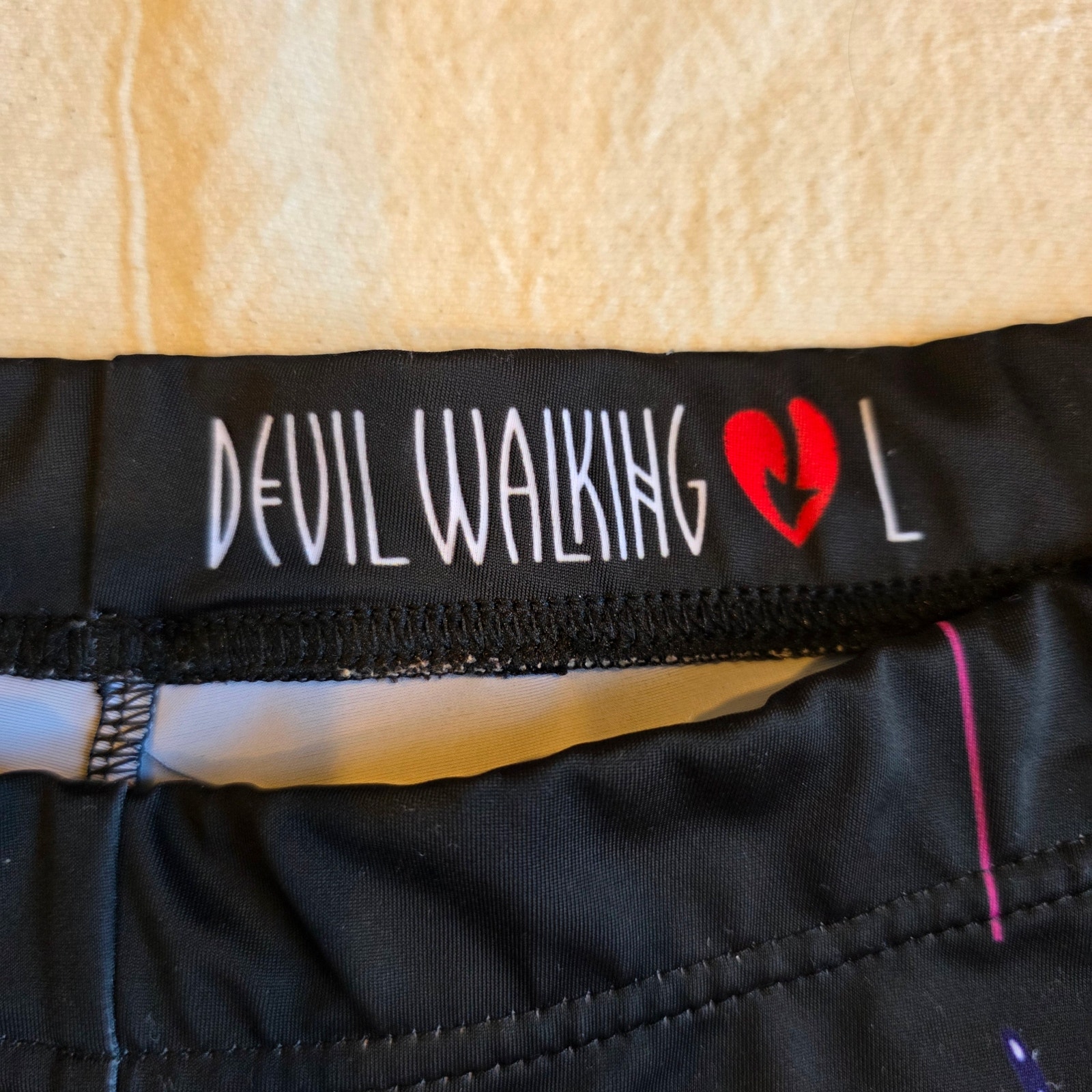 Devil Walking "Mushroom Trip" Psychedelic Biker Shorts Large Rave Festival — image 3 of 3